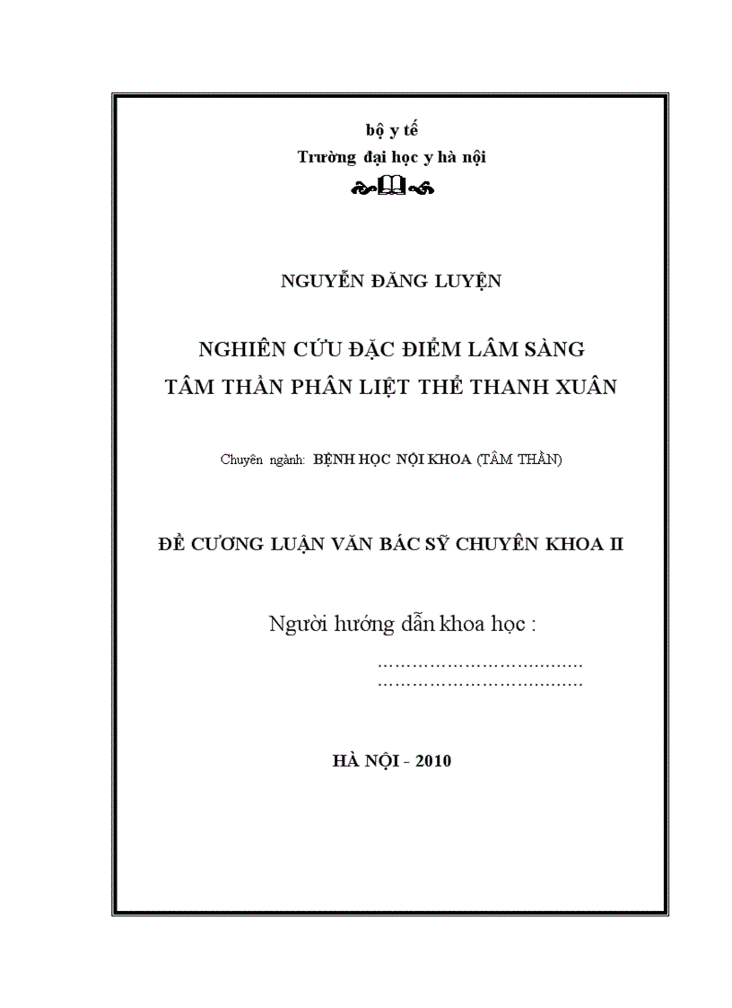image for page Nghiên cứu đặc điểm lâm sàng ở bệnh nhân tâm thần phân liệt thể thanh xuân 1