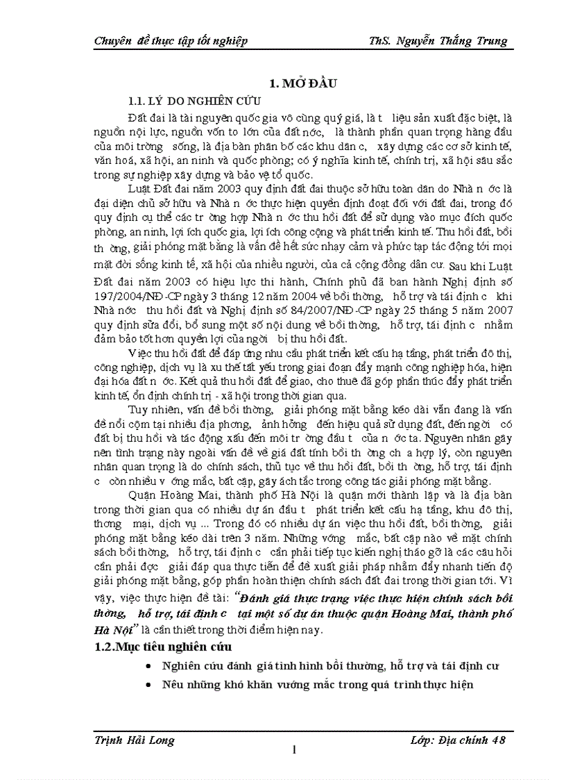 image for page Đánh giá thực trạng việc thực hiện chính sách bồi thường hỗ trợ tái định cư tại một số dự án thuộc quận Hoàng Mai thành phố Hà Nội