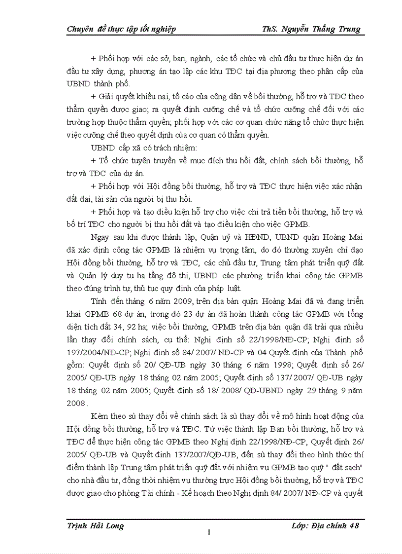image for page Đánh giá thực trạng việc thực hiện chính sách bồi thường hỗ trợ tái định cư tại một số dự án thuộc quận Hoàng Mai thành phố Hà Nội