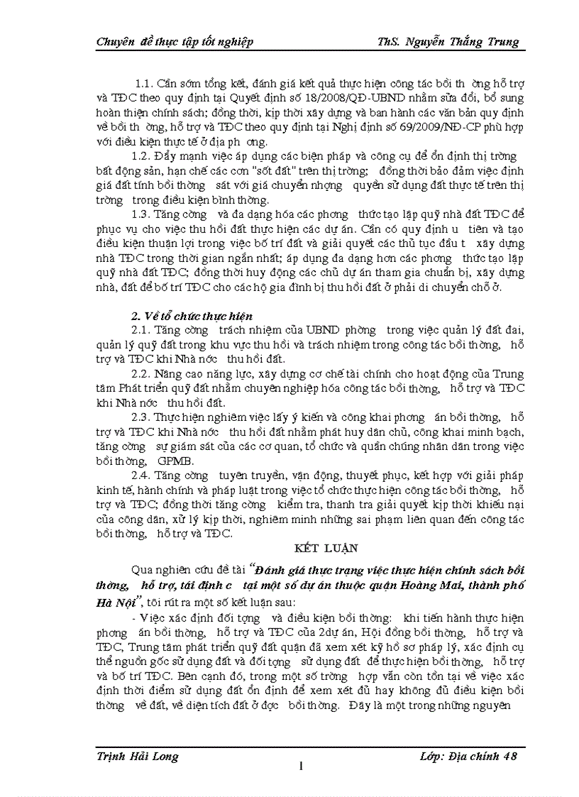 image for page Đánh giá thực trạng việc thực hiện chính sách bồi thường hỗ trợ tái định cư tại một số dự án thuộc quận Hoàng Mai thành phố Hà Nội