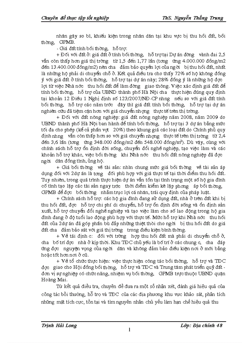 image for page Đánh giá thực trạng việc thực hiện chính sách bồi thường hỗ trợ tái định cư tại một số dự án thuộc quận Hoàng Mai thành phố Hà Nội