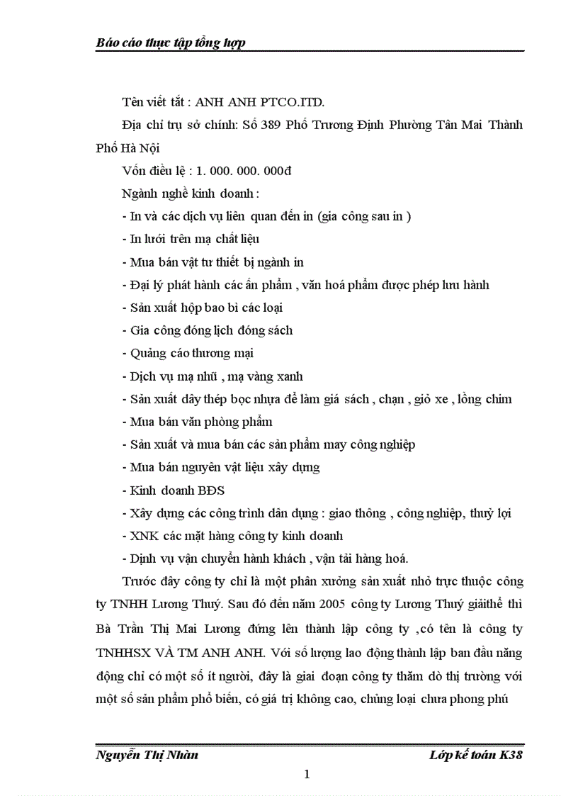 image for page Đánh giá khái quát thực trạng tổ chức hạch toán kế toán tại Công ty TNHH SX và TM Anh Anh