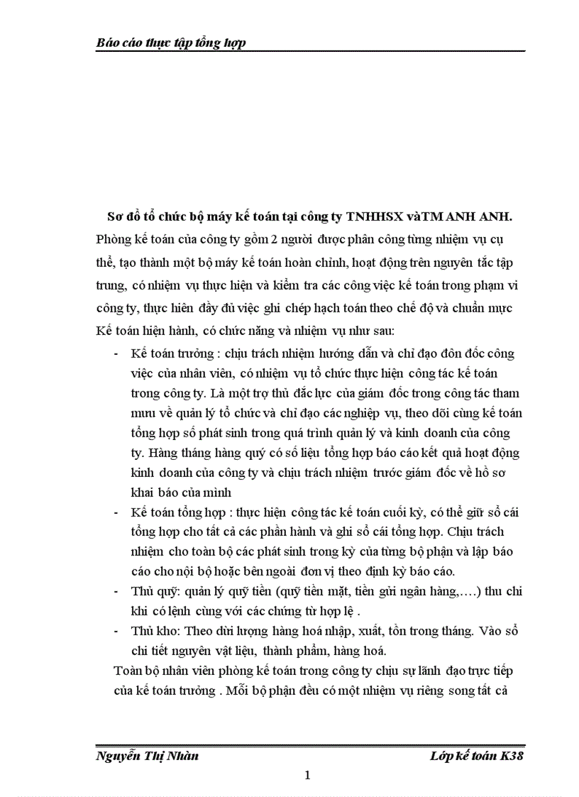 image for page Đánh giá khái quát thực trạng tổ chức hạch toán kế toán tại Công ty TNHH SX và TM Anh Anh