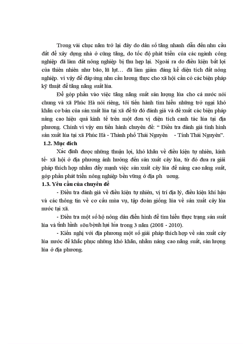 image for page Điều tra đánh giá tình hình sản xuất lúa tại xã Phúc Hà Thành phố Thái Nguyên Tỉnh Thái Nguyên