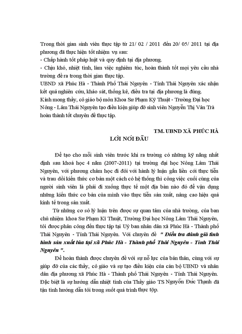 image for page Điều tra đánh giá tình hình sản xuất lúa tại xã Phúc Hà Thành phố Thái Nguyên Tỉnh Thái Nguyên