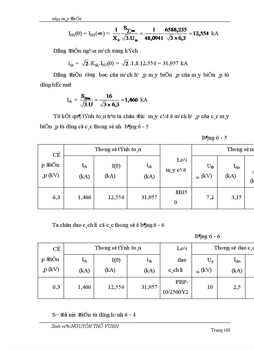 image for page Chọn sơ đồ và thiết bị điện cho tự dùng