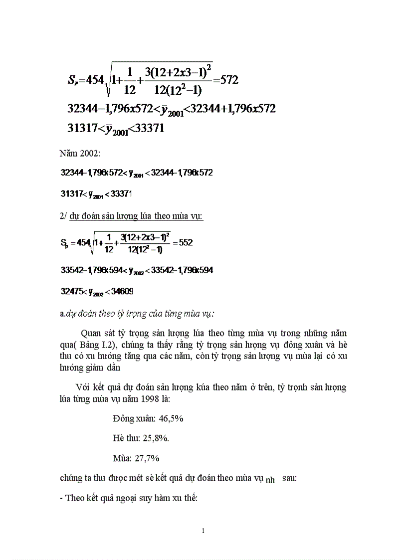 image for page Vận dụng phương pháp dãy số thời gian phân tích và dợ đoán sản lượng lúa việt nam đến năm 2002 1