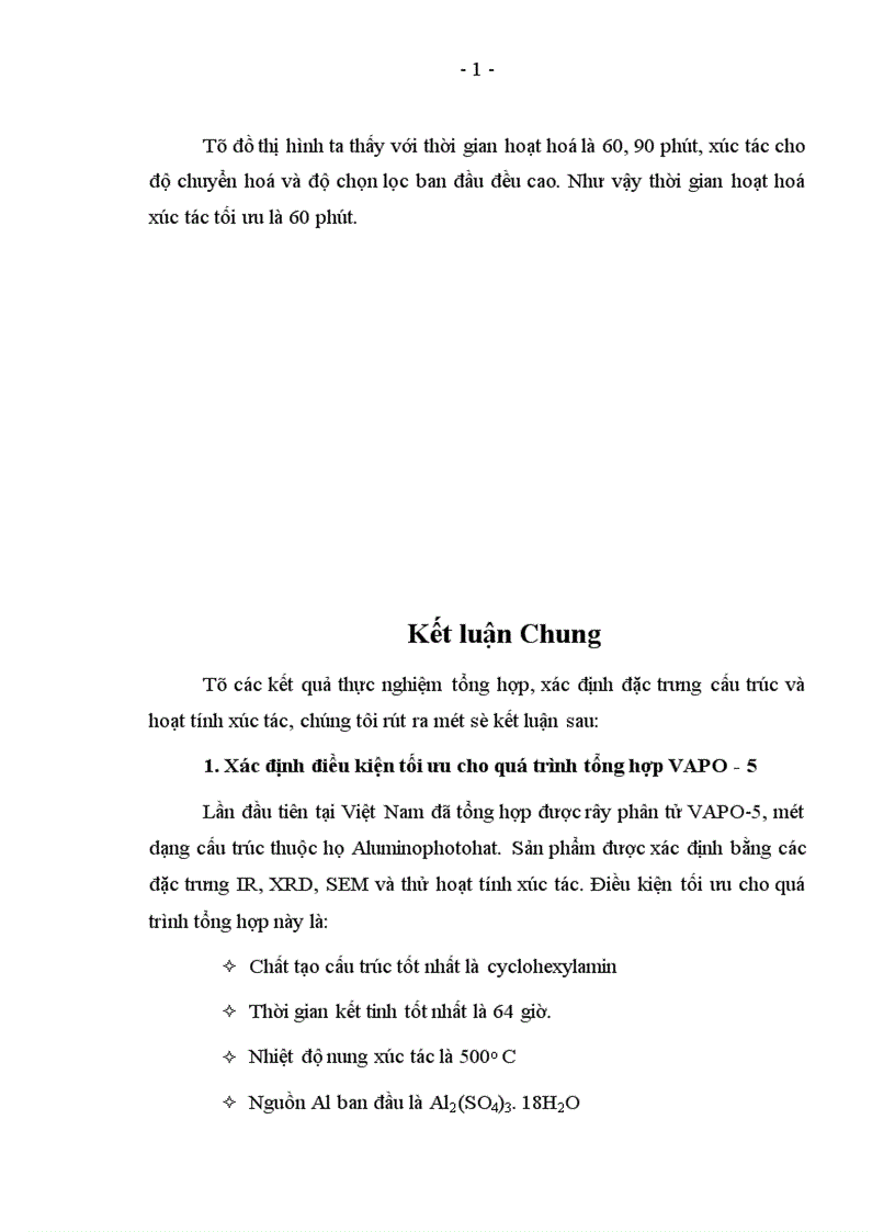 image for page Xác định hoạt tính xúc tác VAPO 5 cho phản ứng oxi hoá p xylen về độ chuyển hoá và độ chọn lọc tạo TPA