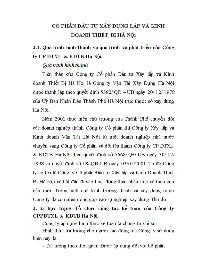 image for page Kế toán tiền lưưong và một số giải pháp hoàn thiện kế toán tiền lương và các khoản trích theo lương tại Công ty Cổ phần Đầu tư Xây lắp và Kinh doanh Thiết Bị Hà Nội