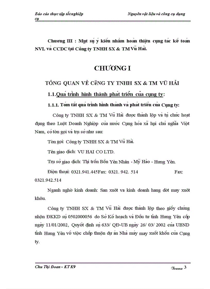 image for page Thư c tê công ta c kê toa n NVL va CCDC ta i Công ty TNHH SX TM Vu Ha i