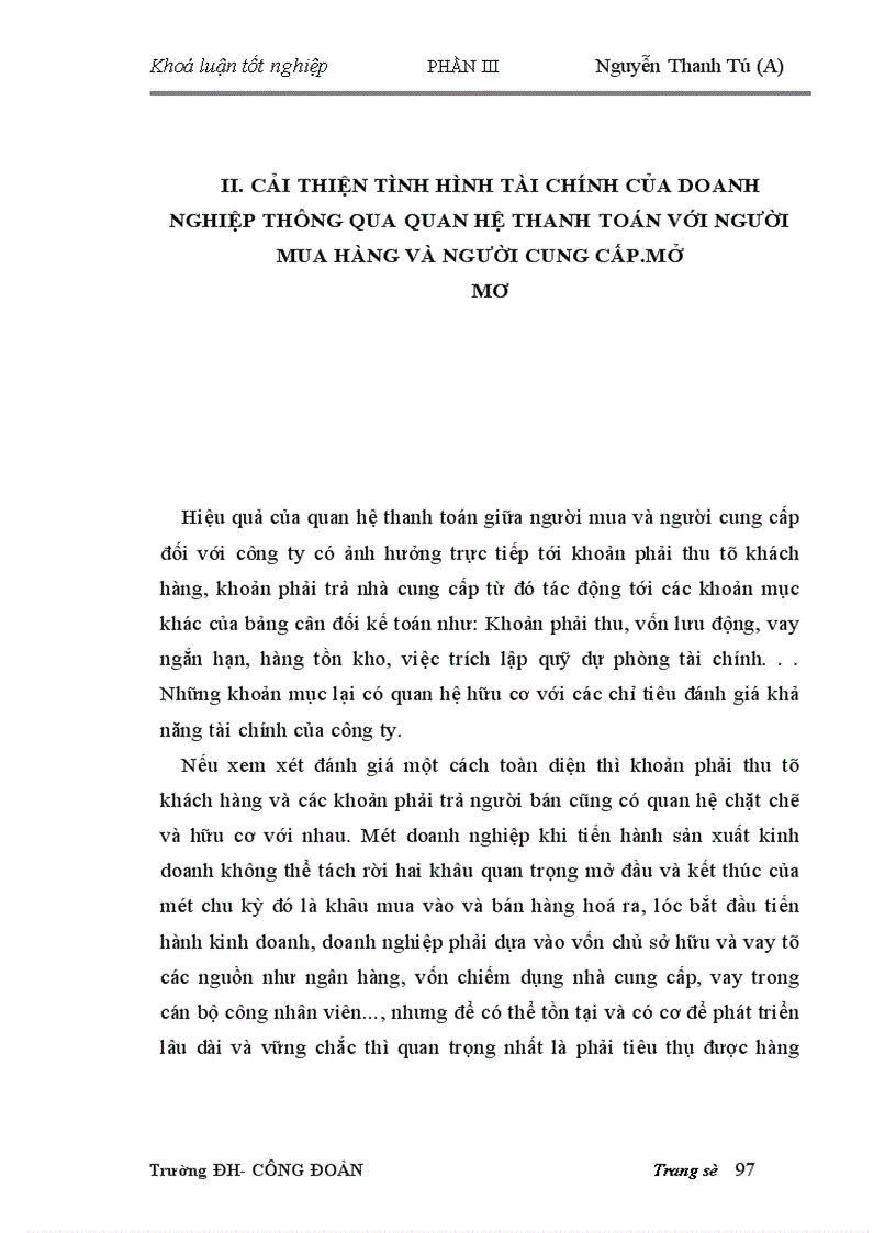 image for page Hoàn thiện công tác kế toán các nghiệp vụ thanh toán với người mua hàng và người cung cấp tại Công ty Dệt vải Công nghiệp Hà Nội 1