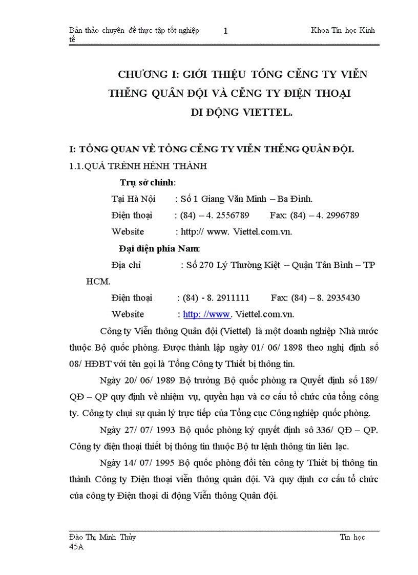 image for page Báo cáo thực tập tại Công ty Viễn thông Quân đội Viettel