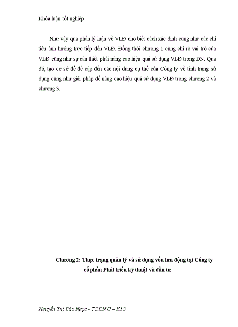 image for page Giải pháp nhằm nâng cao hiệu quả sử dụng vốn lưu động tại Công ty cổ phần Phát triển kỹ thuật và đầu tư