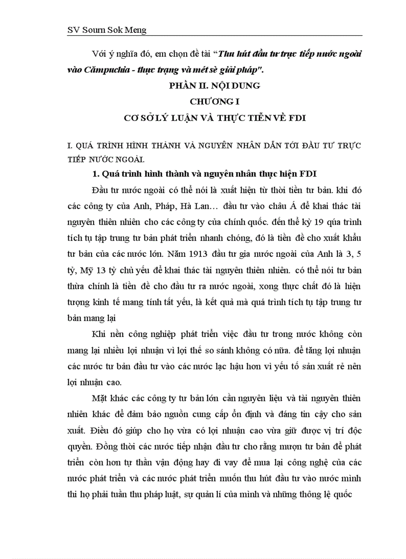 Thu hút đầu tư trực tiếp nước ngoài vào Cămpuchia thực trạng và một số giải pháp 1