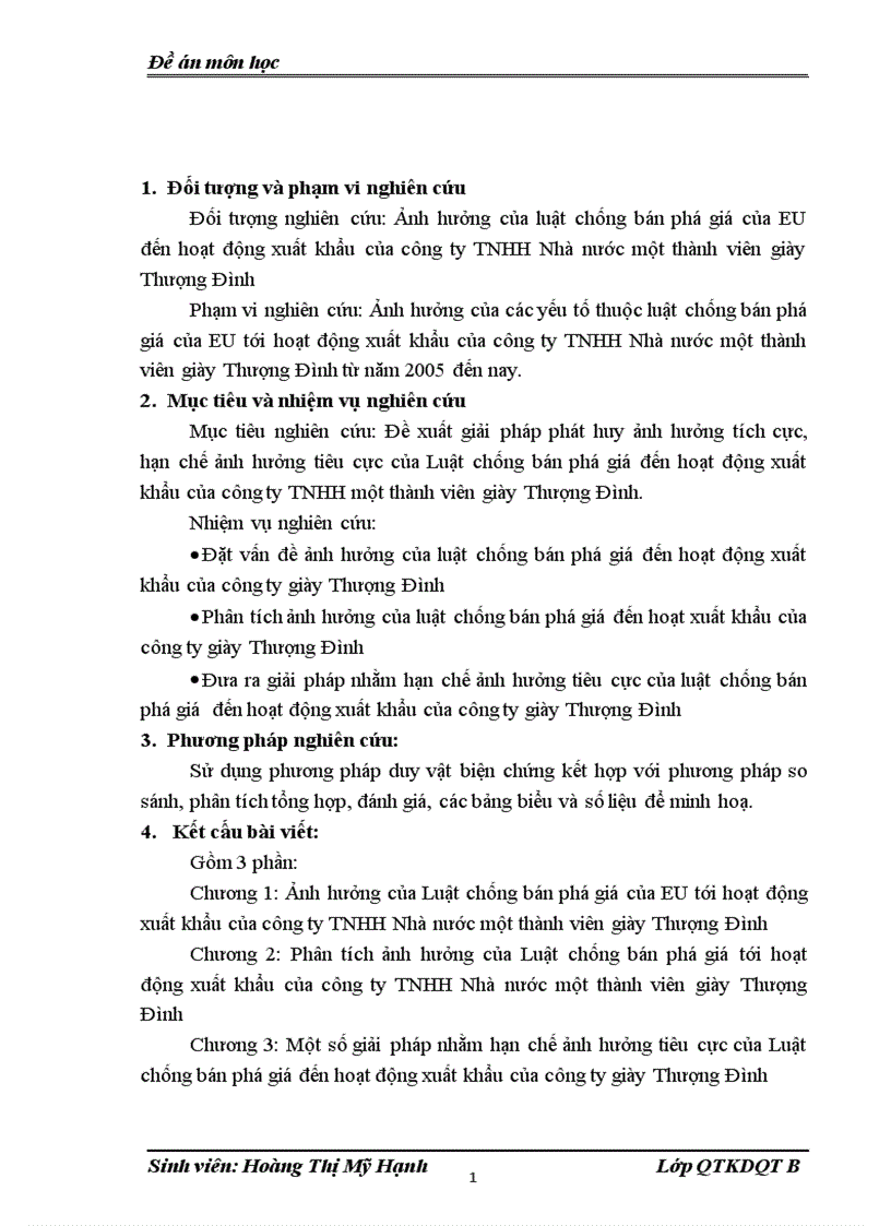 image for page Ảnh hưởng của luật chống bán phá giá của EU tới hoạt động xuất khẩu của công ty TNHH Nhà nước một thành viên giày Thượng Đình