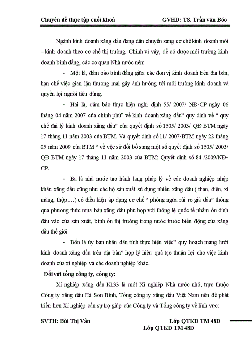 image for page Giải pháp nâng cao hiệu quả kinh doanh của Xí nghiệp xăng dầu K133