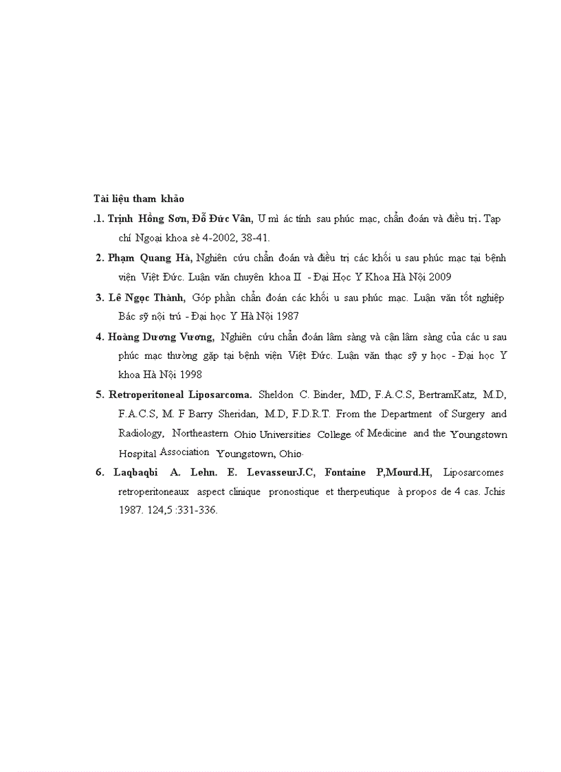 image for page Nhận xét đặc điểm lâm sàng của ung thư mỡ sau phúc mạc tái phát