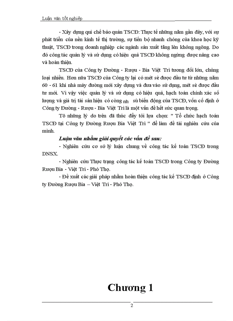 image for page Tổ chức hạch toán TSCĐ tại Công ty Đường Rượu Bia Việt Trì 1