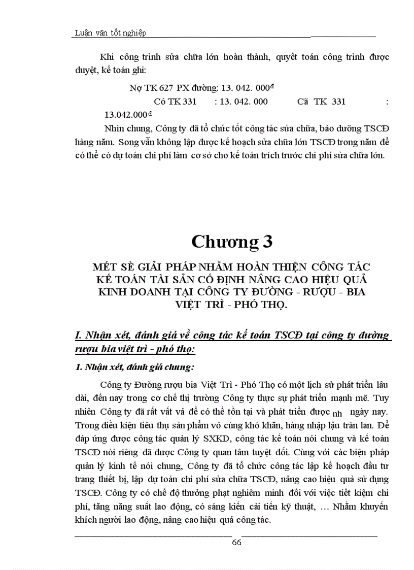 image for page Tổ chức hạch toán TSCĐ tại Công ty Đường Rượu Bia Việt Trì 1