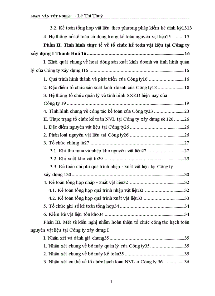 image for page Tổ chức công tác kế toán nguyên vật liệu ở Công ty xây dựng I Thanh Hoá 1