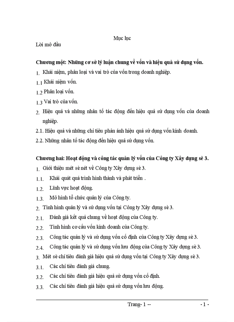 Một số biện pháp nhằm nâng cao hiệu quả sử dụng vốn tại Công ty Xây dựng số 3 Hà Nội 1