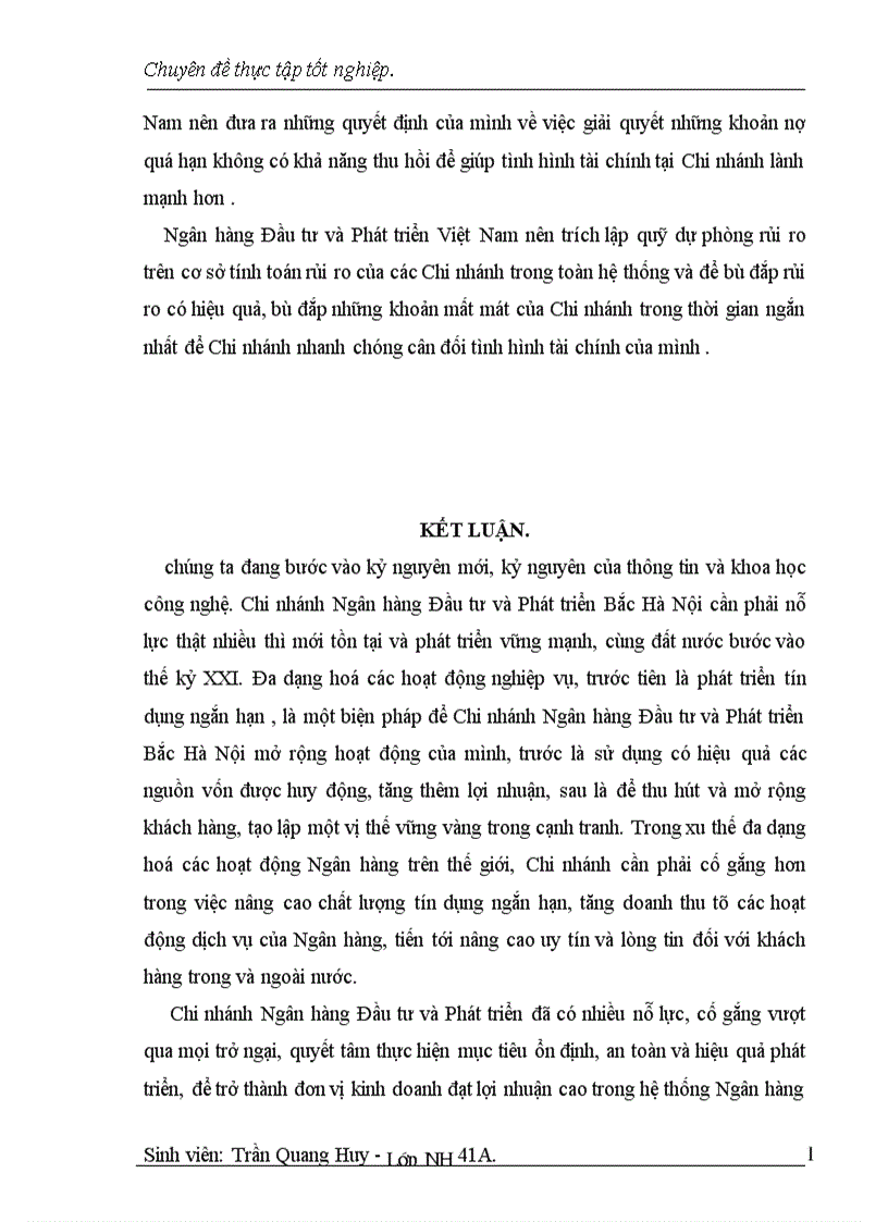 image for page Một số giải pháp nhằm nâng cao chât lượng tín dụng ngắn hạn tại Chi nhánh Ngân hàng Đầu tư Phát triển Bắc Hà nội 1