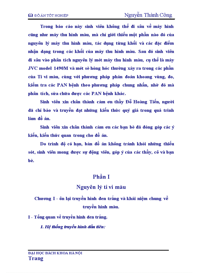 image for page Nguyên lý chung của máy thu hình màu và tác dụng từng khối trong máy thu hình 1