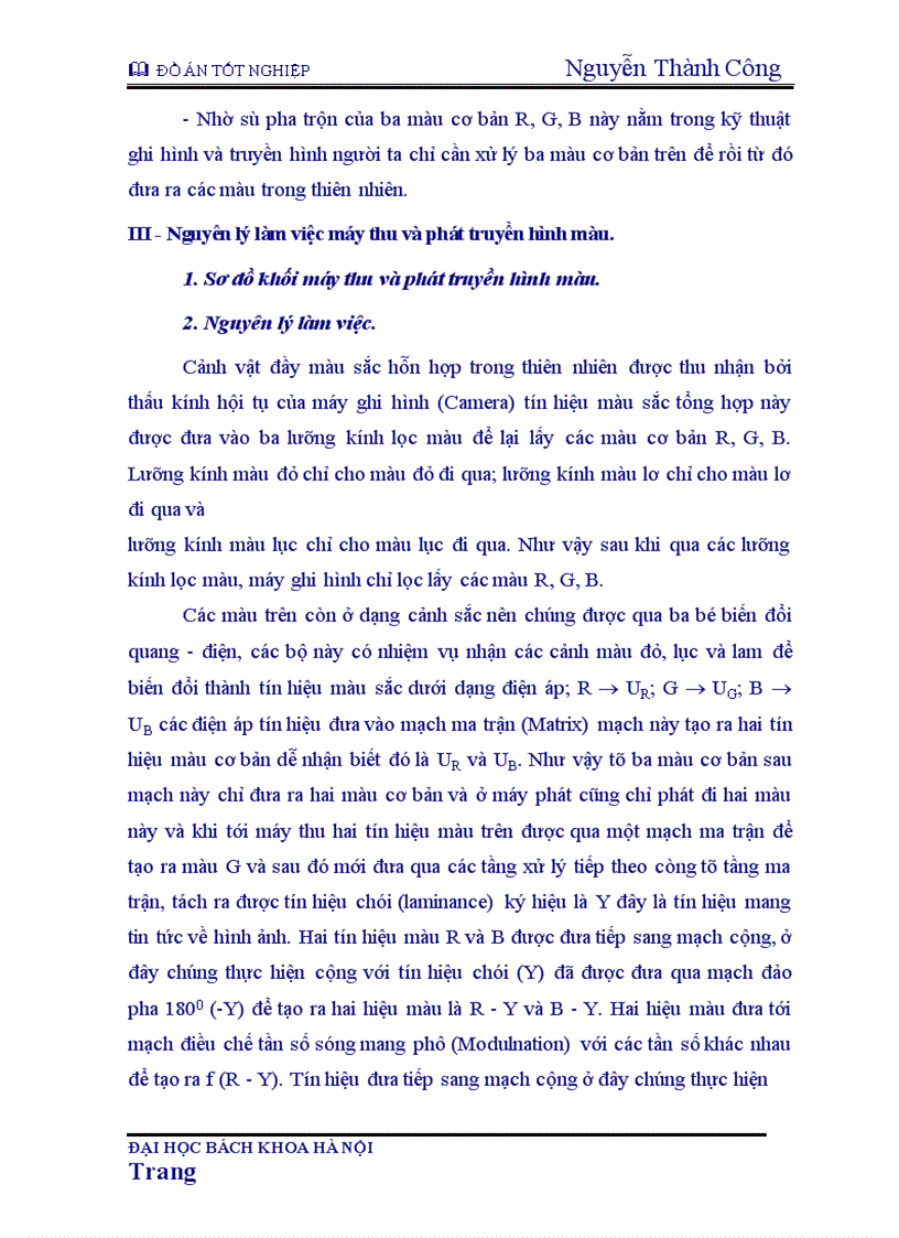 image for page Nguyên lý chung của máy thu hình màu và tác dụng từng khối trong máy thu hình 1