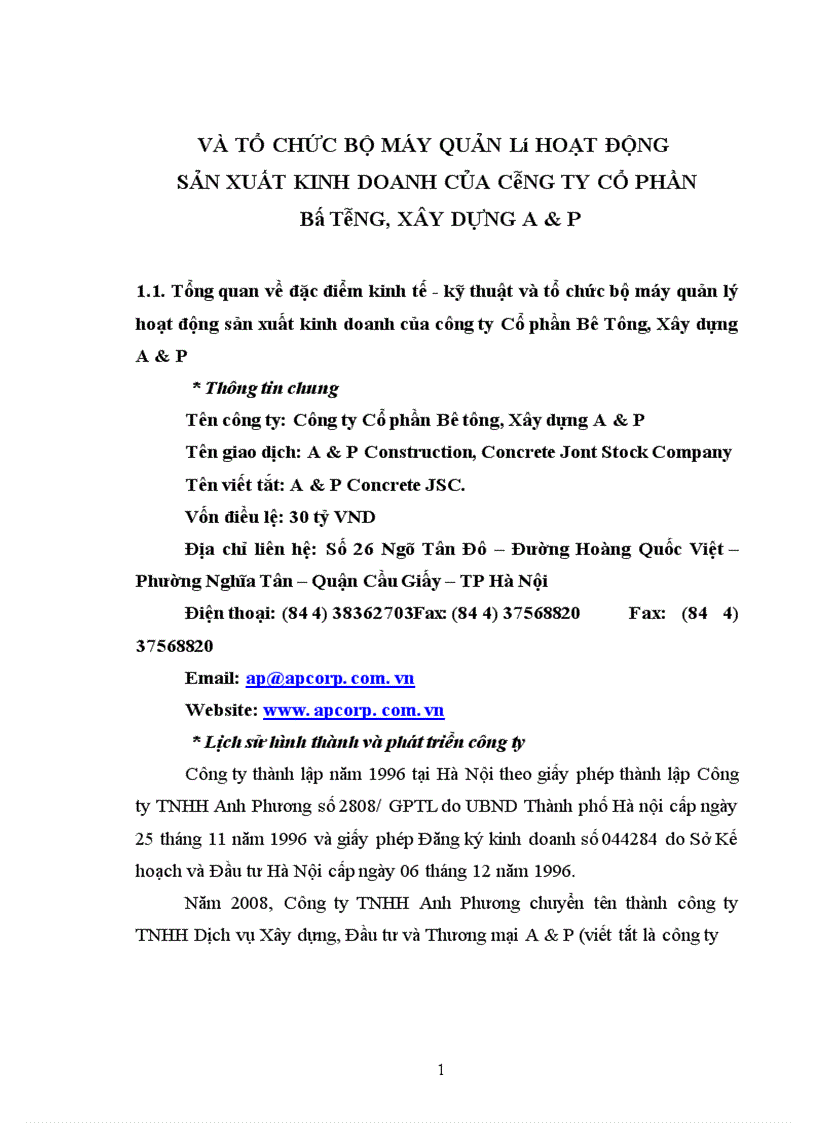 image for page Một số đánh giá về tình hình tổ chức hạch toán kế toán tại Công ty Cổ phần Bê tông Xây dựng A P