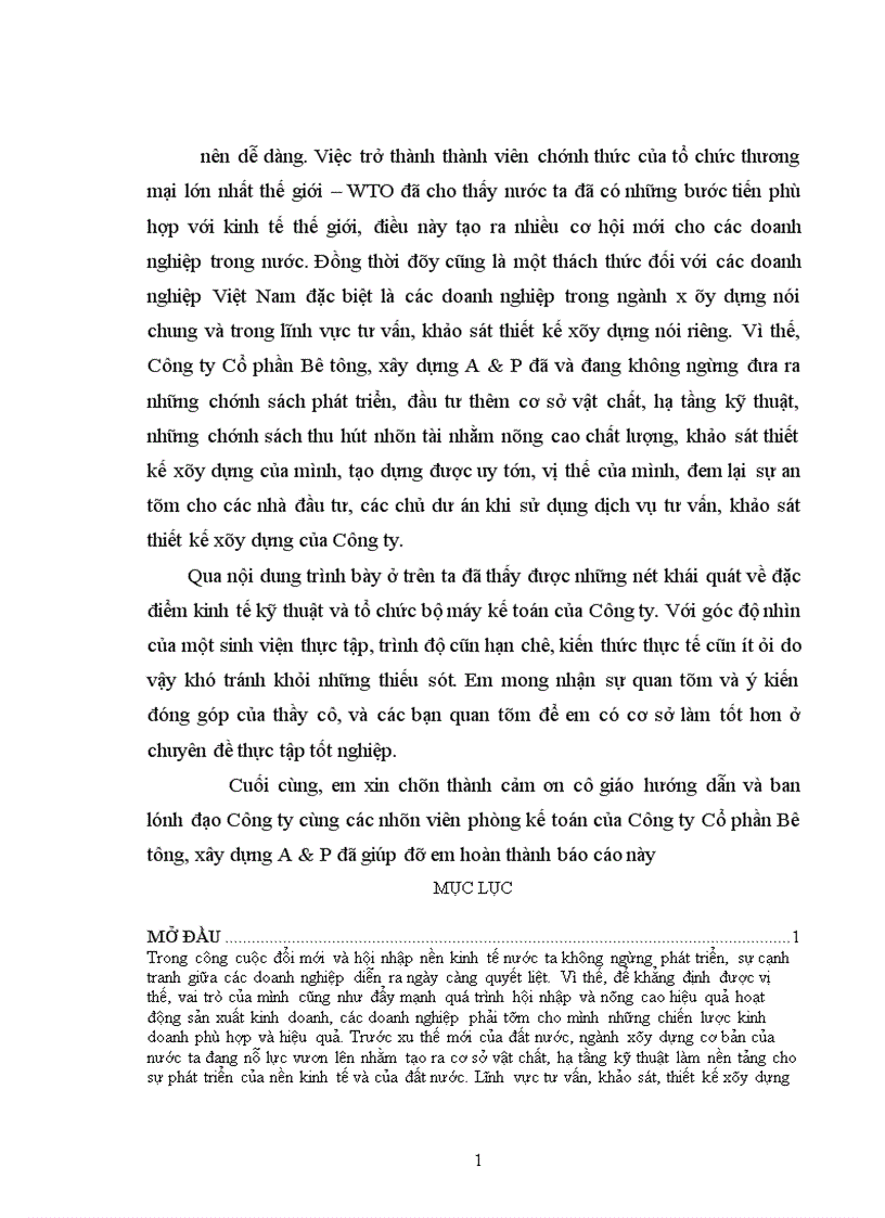 image for page Một số đánh giá về tình hình tổ chức hạch toán kế toán tại Công ty Cổ phần Bê tông Xây dựng A P