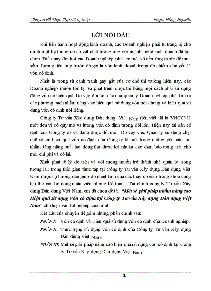 image for page Một số giải pháp nhằm nâng cao Hiệu quả sử dụng Vốn cố định tại Công ty Tư vấn Xây dựng Dân dụng Việt Nam 1