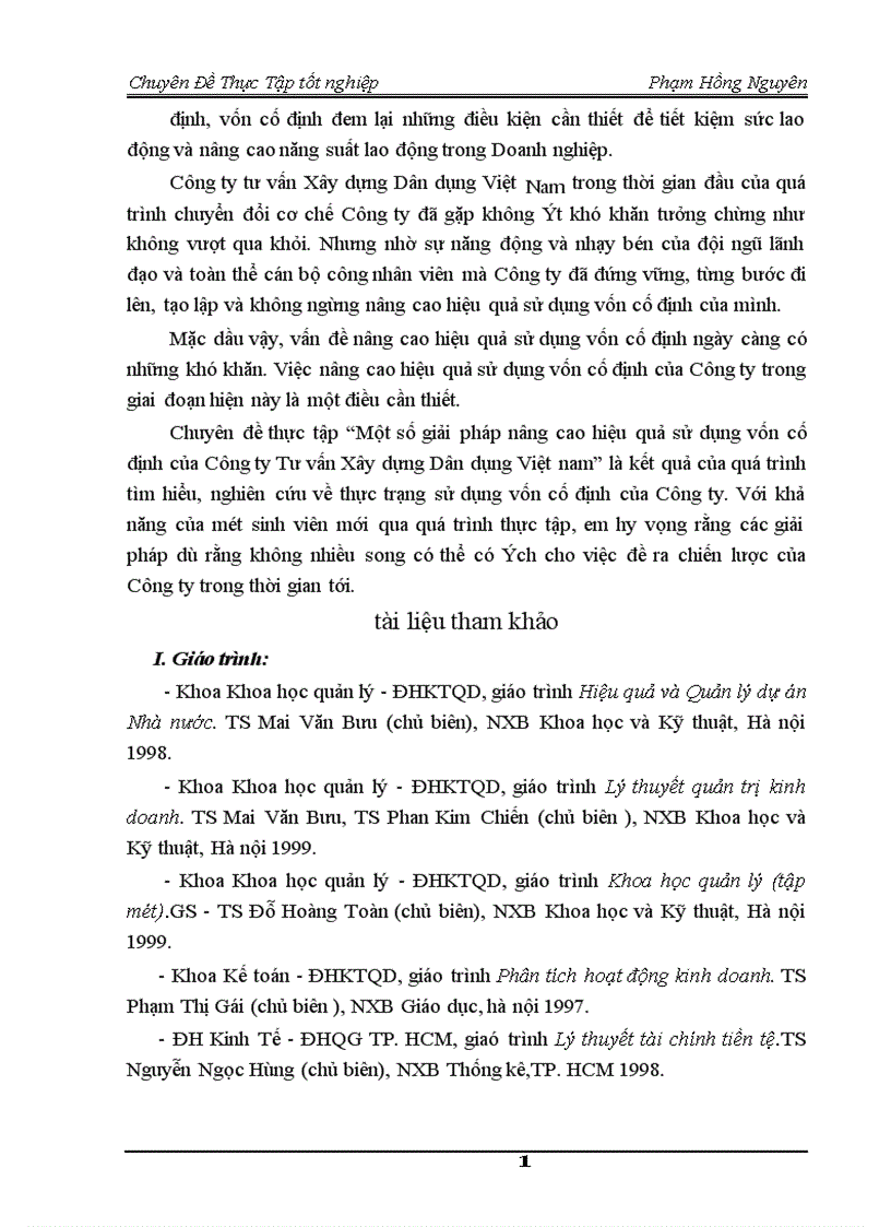 image for page Một số giải pháp nhằm nâng cao Hiệu quả sử dụng Vốn cố định tại Công ty Tư vấn Xây dựng Dân dụng Việt Nam 1