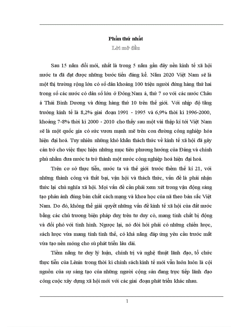 Chính sách kinh tế mới của Lênin và sự vận dụng nó ở Việt Nam 1
