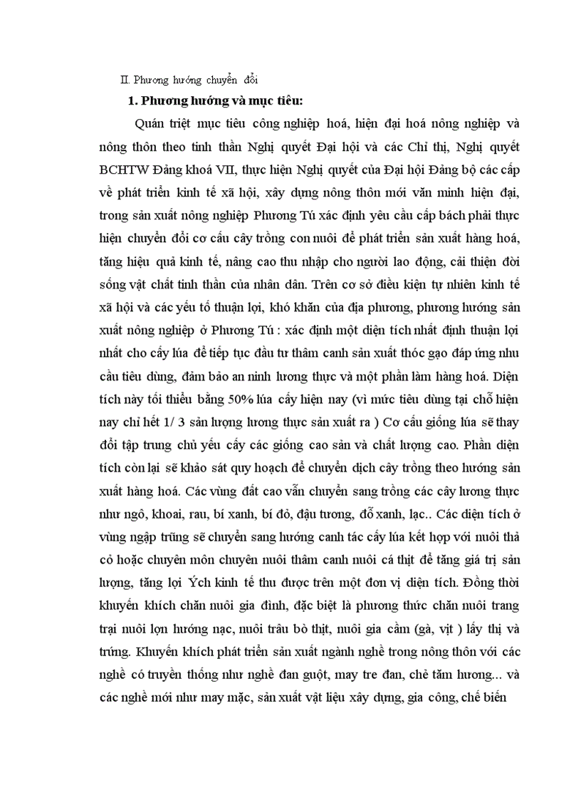 image for page Định hướng và giải pháp chuyển dịch cơ cấu cây trồng trên đất trồng lúa sang sản xuất nông thuỷ sản khác ở xã Phương Tú Ứng Hoà Hà Tây