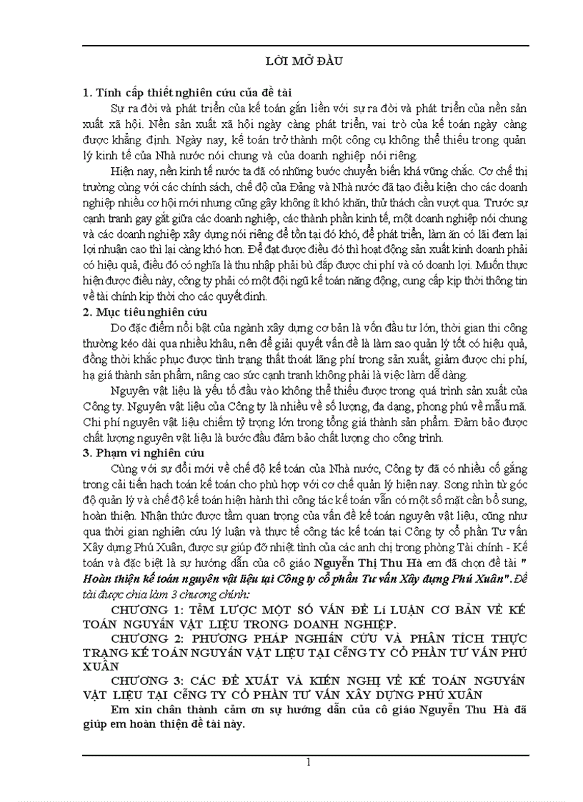 image for page Hoàn thiện kế toán nguyên vật liệu tại Công ty cổ phần Tư vấn Xây dựng Phú Xuân