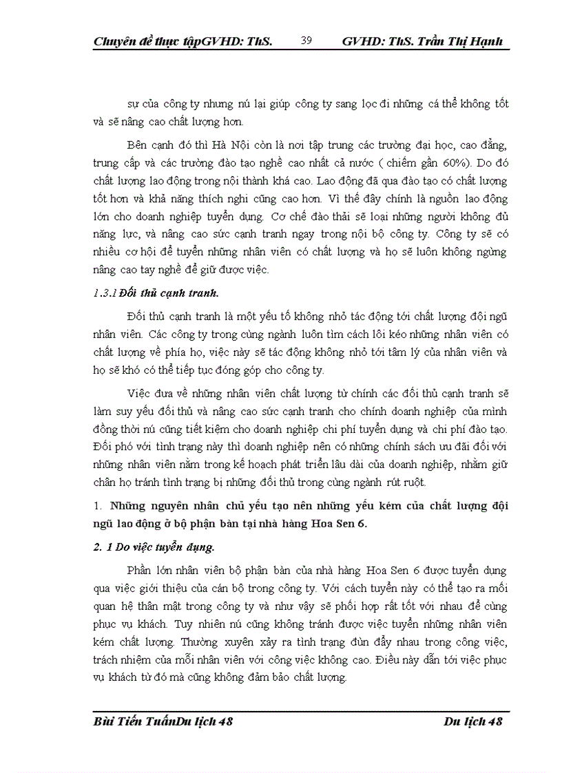 image for page Nâng cao chất lượng đội ngũ lao động của bộ phận bàn tại nhà hàng Hoa Sen 6 thuộc công ty cổ phần du lịch Kim Liên 1