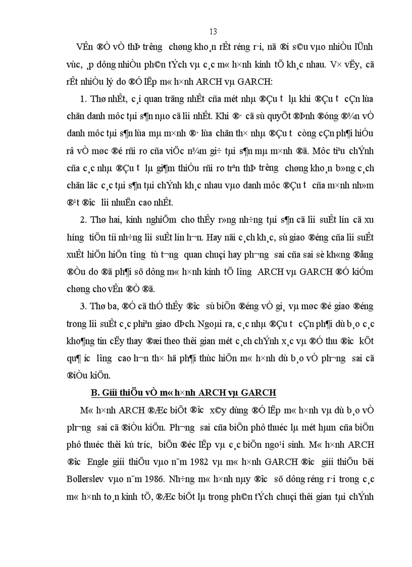image for page Sử dụng mô hình arch và garch để phân tích và dự báo về giá cổ phiếu trên thị trường chứng khoán Việt Nam 1
