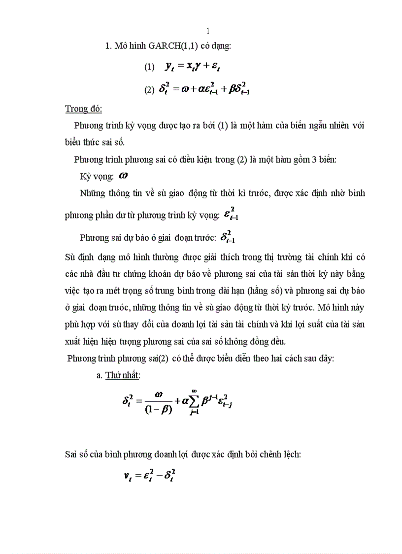 image for page Sử dụng mô hình arch và garch để phân tích và dự báo về giá cổ phiếu trên thị trường chứng khoán Việt Nam 1
