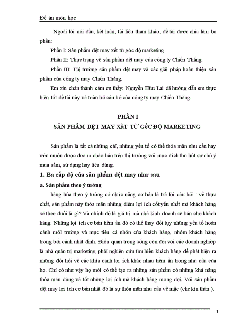 image for page Sản phẩm dệt may xét từ góc độ marketing và các giải pháp về sản phẩm trong hoạt động marketing của Công ty may Chiến Thắng 1