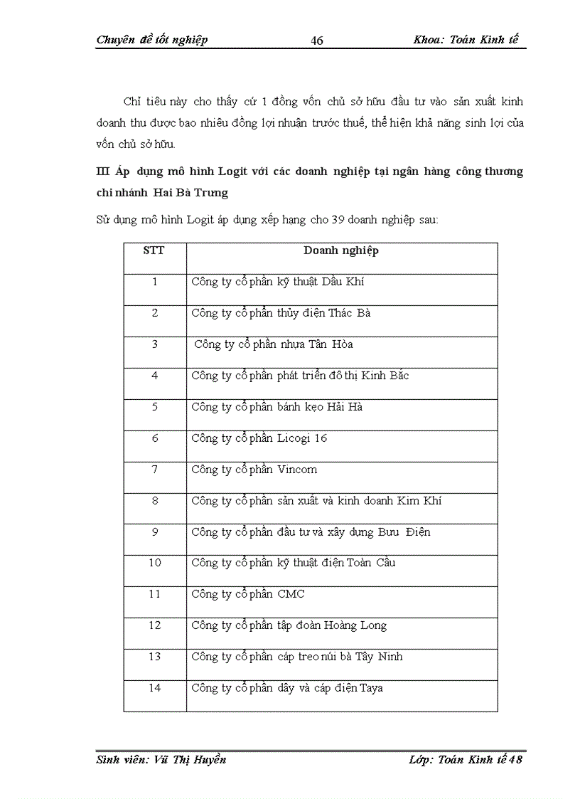 image for page Ứng dụng mô hình Logit xếp hạng và phân loại với tín dụng khách hàng doanh nghiệp lớn tại ngân hàng công thương chi nhánh Hai Bà Trưng