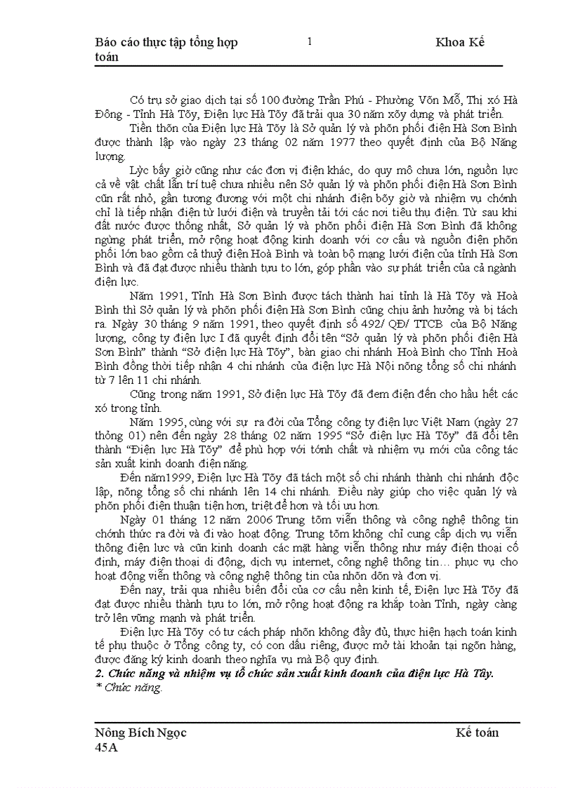 image for page Đặc điểm tổ chức một số phần hành kế toán chủ yếu của Điện lực Hà Tây