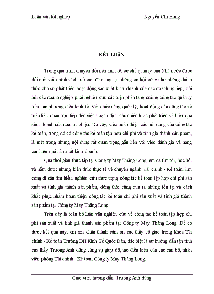 image for page Hoàn thiện công tác kế toán tập hợp chi phí sản xuất và tính giá thành sản phẩm tại Công ty cổ phần May Thăng Long 1