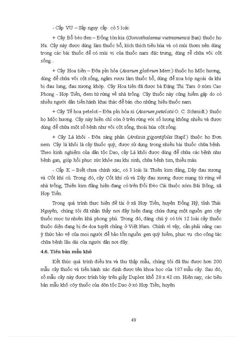 image for page Điều tra cây thuốc được sử dụng theo kinh nghiệm của đồng bào dân tộc Dao ở xã Hợp Tiến huyện Đồng Hỷ tỉnh Thái Nguyên