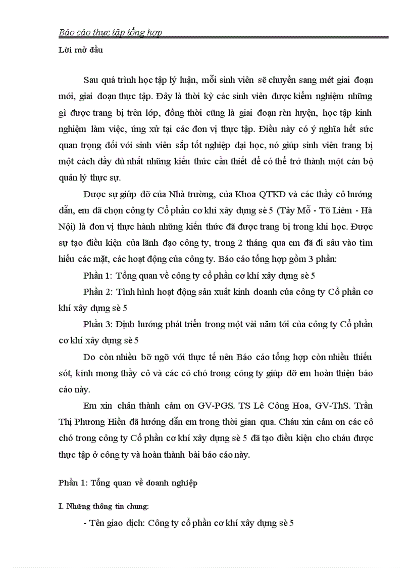 image for page Báo cáo thực tập tại công ty cổ phần cơ khí xây dựng số 5