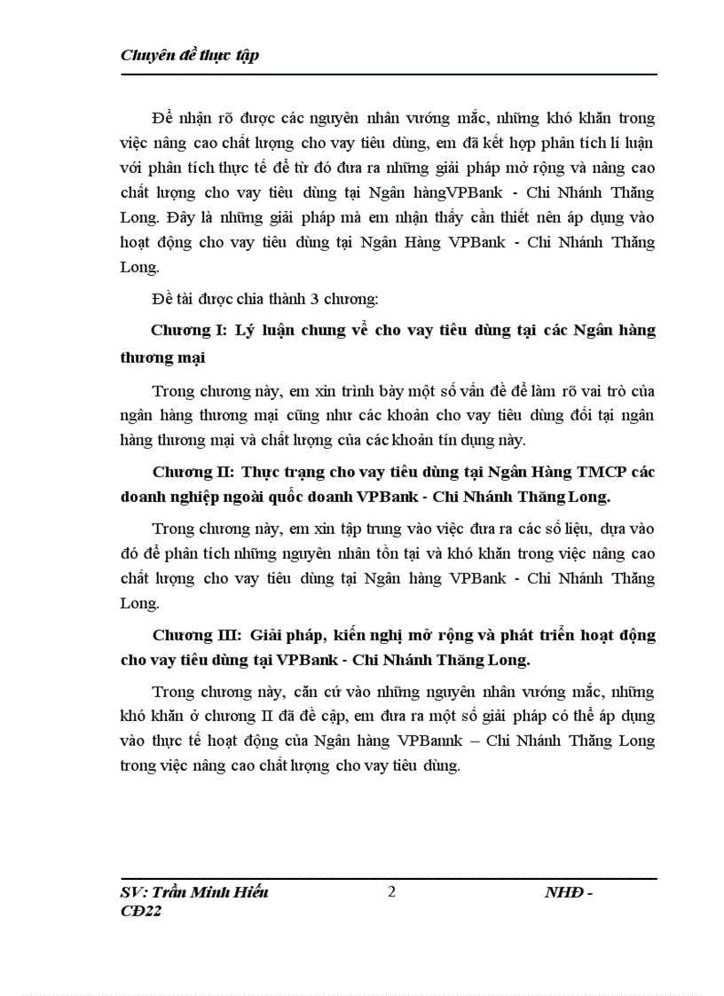 image for page Những giải pháp nâng cao chất lượng cho vay tiêu dùng tại Ngân hàng VPBank Chi Nhánh Thăng Long 1