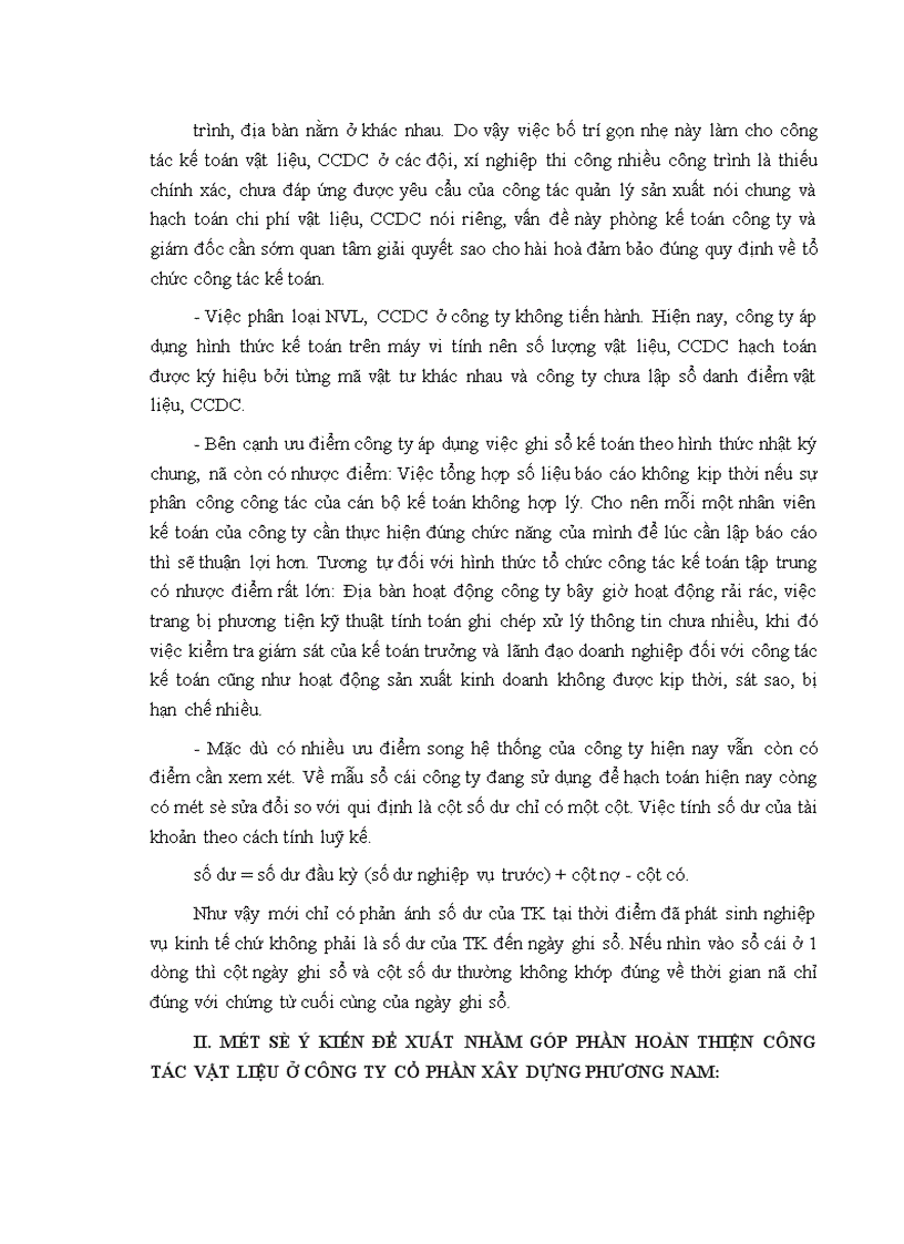image for page Tổ chức công tác kế toán nguyên vật liệu công cụ dụng cụ ở Công ty cổ phần xây dựng Phương Nam 1