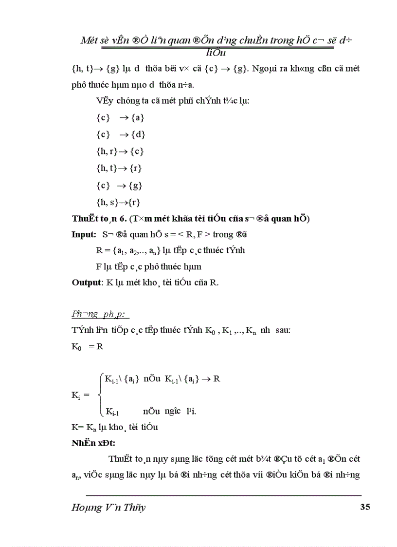 image for page Một số vấn đề liên quan đến dạng chuẩn trong hệ cơ sở dữ liệu 1