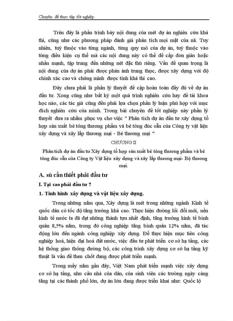 image for page Phân tích dự án đầu tư xây dựng tổ hợp sản xuất bê tông thương phẩm và bê tông đúc sẵn của Công ty vật liệu xây dựng và xây lắp thương mại Bộ thương mại 1