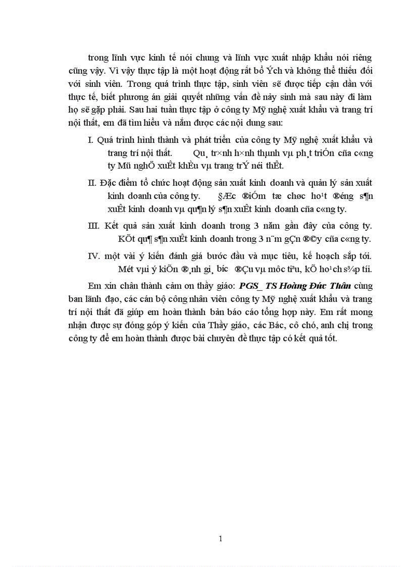 Báo cáo thực tập tổng hợp tại công ty Mỹ nghệ xuất khẩu và trang trí nội thất