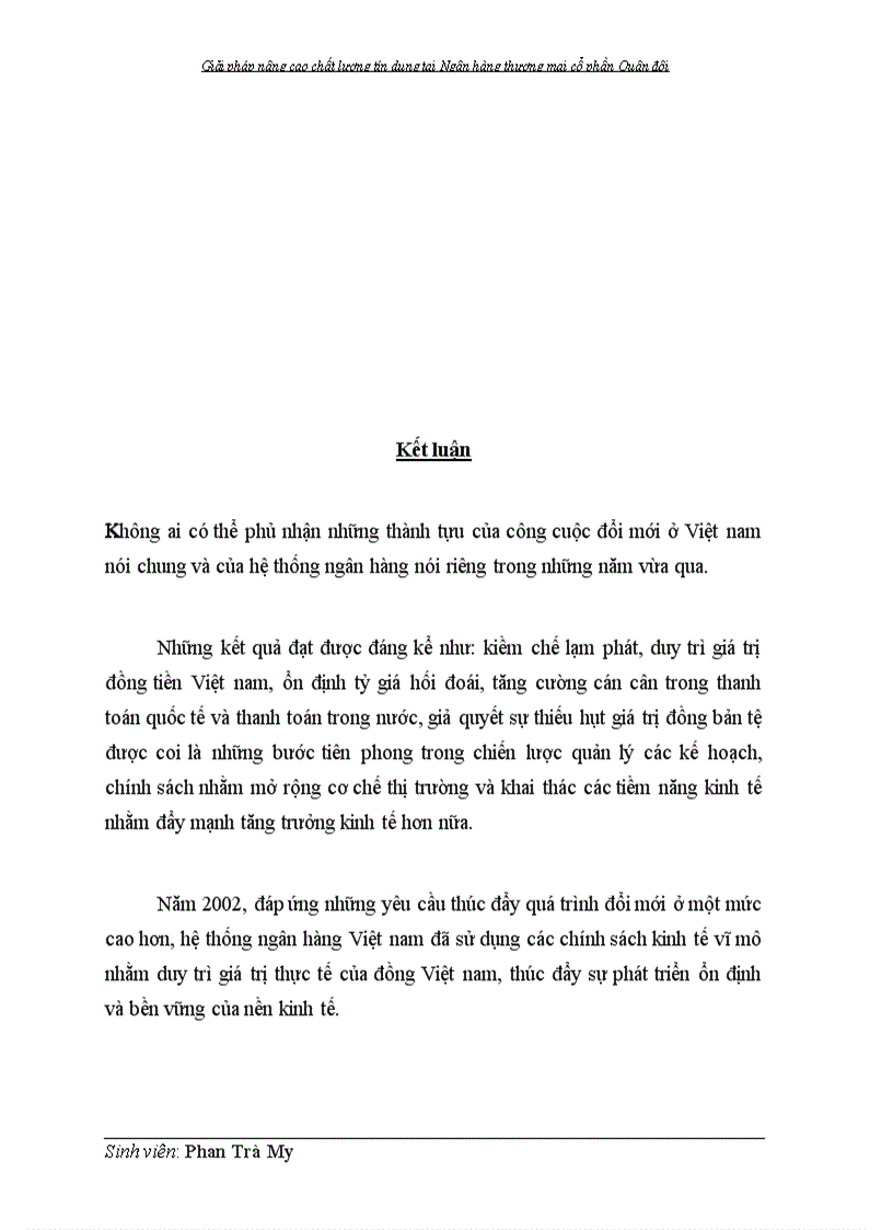 image for page Giải pháp nâng cao chất lượng tín dụng tại Ngân hàng thương mại cổ phần Quân đội 1